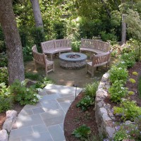 Photo Thumbnail #2: Stone firepit with gas insert. Lights with the...