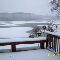 Photo Thumbnail #2: the lake is frozen and covered with early snow...