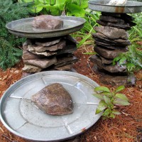 Photo Thumbnail #12: Stone Stacked Bird Baths Made with Repurposed...