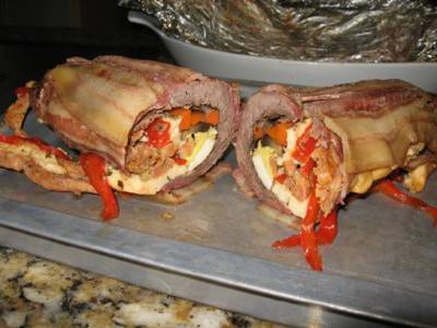 Matambre is cooked and ready to serve