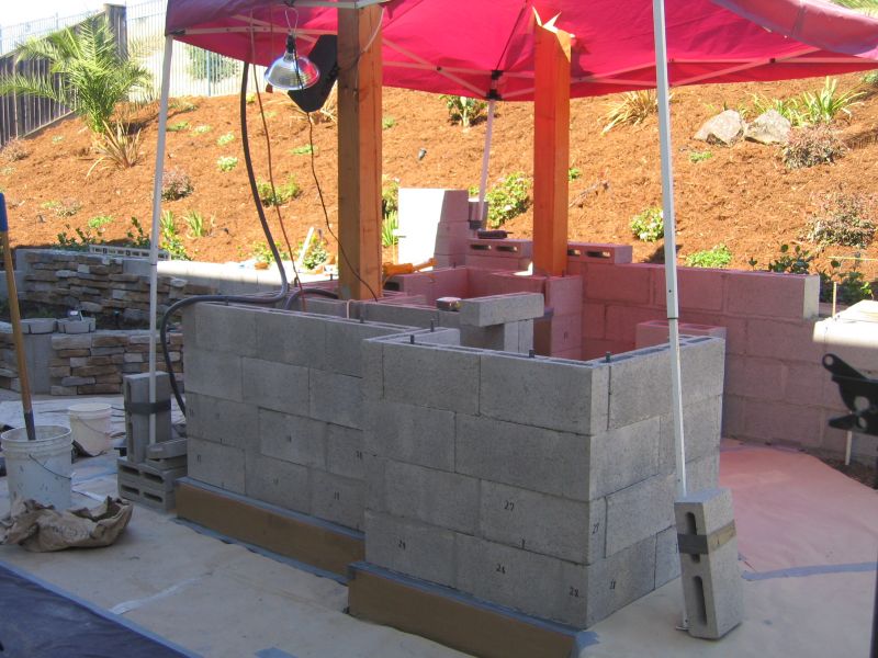 Outdor Kitchen Islands using Concrete Block