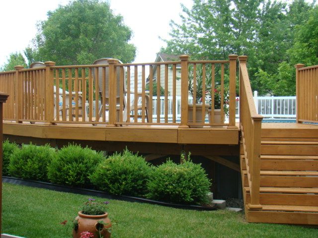 Landscaping around Above Ground Pool Deck