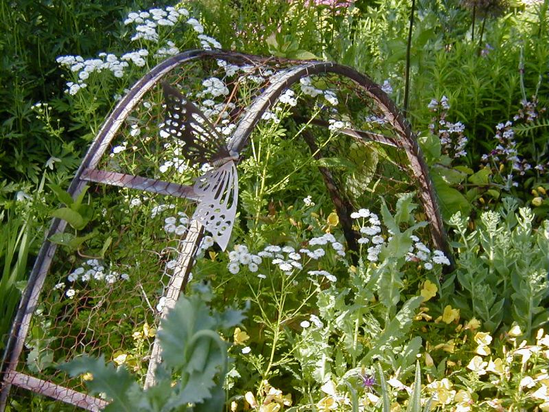 Steel ladder garden art